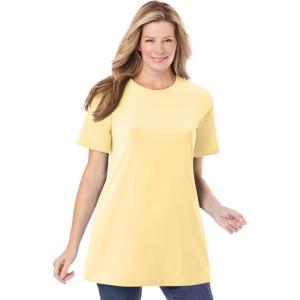 Woman Within Plus Size Perfect Crewneck Tunic(Banana)
