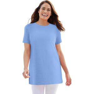 Woman Within Plus Size Perfect Crewneck Tunic(French Blue)