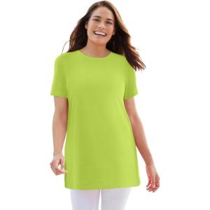 Woman Within Plus Size Perfect Crewneck Tunic(Lime)