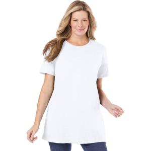 Woman Within Plus Size Perfect Crewneck Tunic(White)