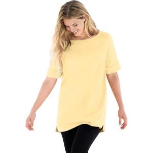 Woman Within Plus Size Perfect Cuffed Elbow-Sleeve Boat-Neck Tee(Banana)