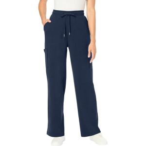Woman Within Plus Size Petite Knit Pull-On Drawstring Cargo Pants – 34/36, Navy