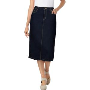 Woman Within Plus Size Petite Stretch Denim Five-Pocket Jeans Skirt(Indigo)