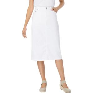 Woman Within Plus Size Petite Stretch Denim Five-Pocket Jeans Skirt(White)