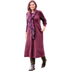 Woman Within Plus Size Petite Thermal Knit A-Line Dress(Deep Claret)