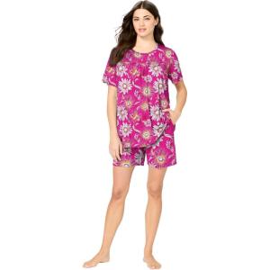 Woman Within Plus Size Serenada Shorty Pajamas(Passion Pink Flower)