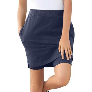 Woman Within Plus Size Stretch Cotton Skort(Navy)