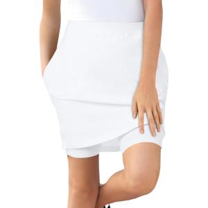 Woman Within Plus Size Stretch Cotton Skort(White)