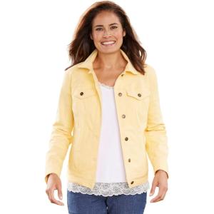 Woman Within Plus Size Stretch Denim Jacket Cropped Jean Jacket(Banana)