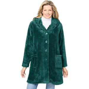 Woman Within Plus Size Swing Fleece Coat(Emerald Green)