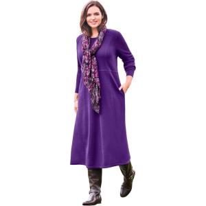 Woman Within Plus Size Thermal Knit A-Line Dress(Radiant Purple)