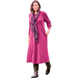 Woman Within Plus Size Thermal Knit A-Line Dress(Raspberry)