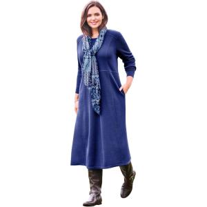 Woman Within Plus Size Thermal Knit A-Line Dress(Ultra Blue)