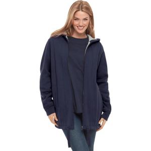 Woman Within Plus Size Thermal Waffle Lined Fleece Hoodie Oversized(Navy)