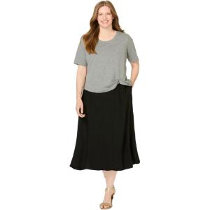 Woman Within Plus Size Two-Fer Tee Dress(Medium Heather Grey Black)
