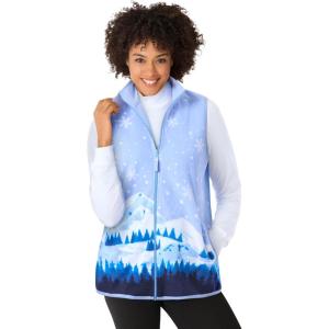 Woman Within Plus Size Zip-Front Microfleece Vest Long Fleece Vest(French Blue Mountain)