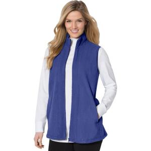 Woman Within Plus Size Zip-Front Microfleece Vest Long Fleece Vest(Ultra Blue)