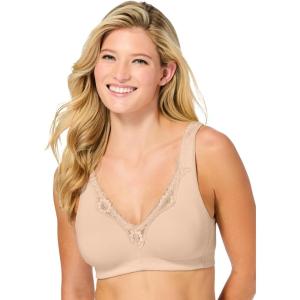 Women’s Plus Size Cotton Comfort Wireless Bra(Frappe)