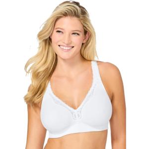 Women’s Plus Size Cotton Comfort Wireless Bra(White)