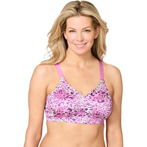Women’s Plus Size Wireless Back Smoothing Bra(Pretty Orchid Animal)