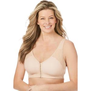 Women’s Plus Size Wireless Front-Close Cotton Comfort Bra(Frappe)