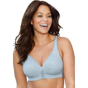 Women’s Plus Size Wireless Front-Close Cotton Comfort Bra(Heather Grey)