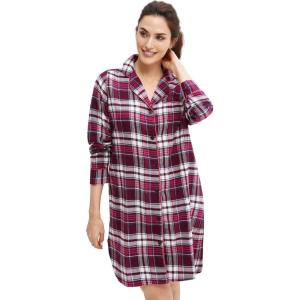 ellos Plus Size Flannel Sleep Shirt(Midnight Berry Plaid)