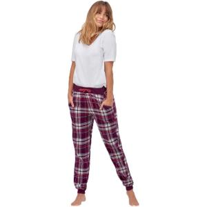 ellos Plus Size Plaid Flannel Sleep Pants(Midnight Berry Plaid)