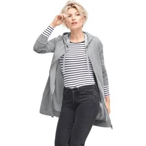 ellos Women’s Plus Size Long Zip Front Hoodie French Terry Long Oversized Lightweight Jacket(Heather Grey)