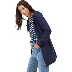 ellos Women’s Plus Size Long Zip Front Hoodie French Terry Long Oversized Lightweight Jacket(Navy)