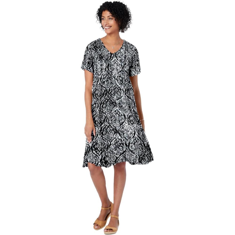 imageWoman Within Plus Size Short Crinkle DressBlack Ikat