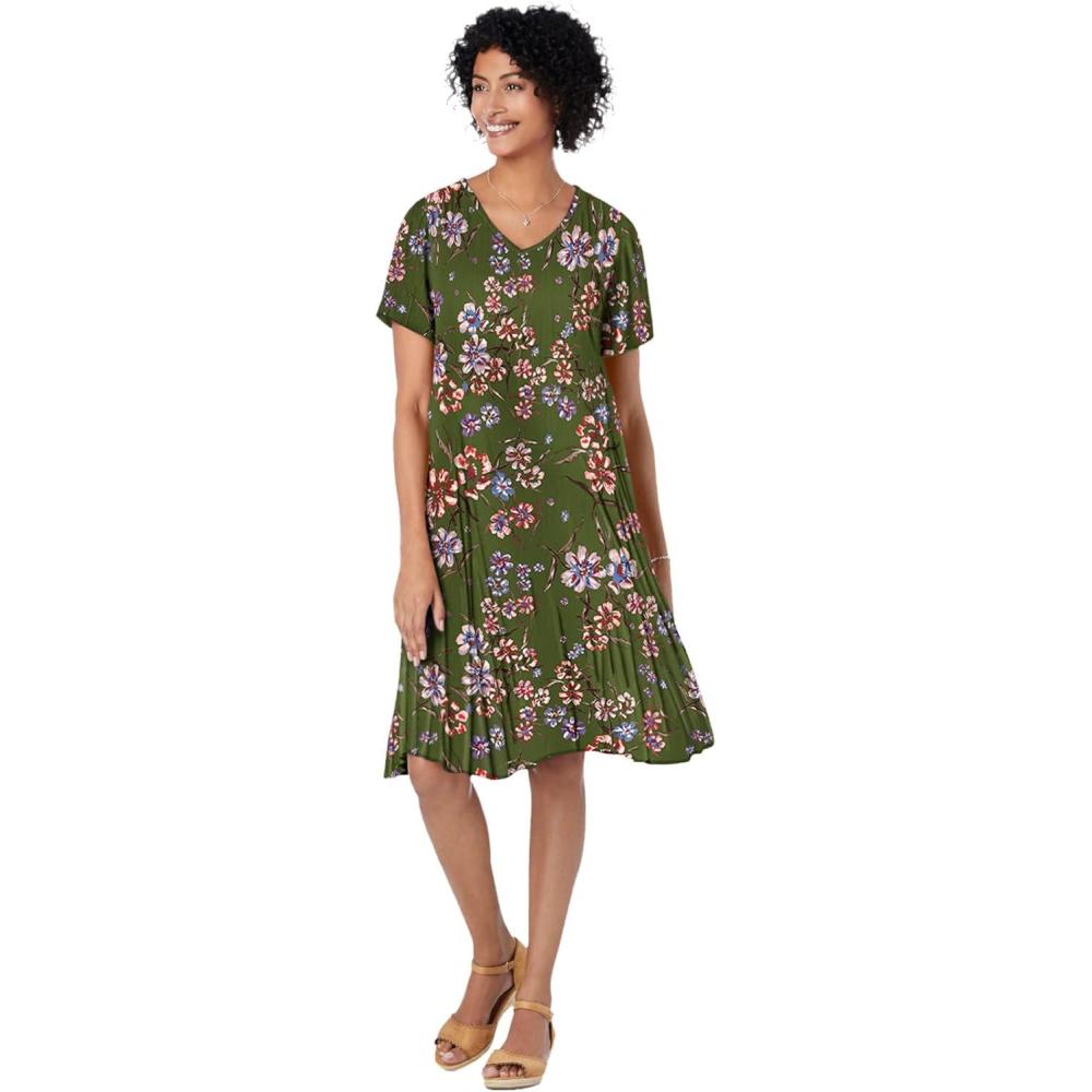 imageWoman Within Plus Size Short Crinkle DressDark Basil Floral