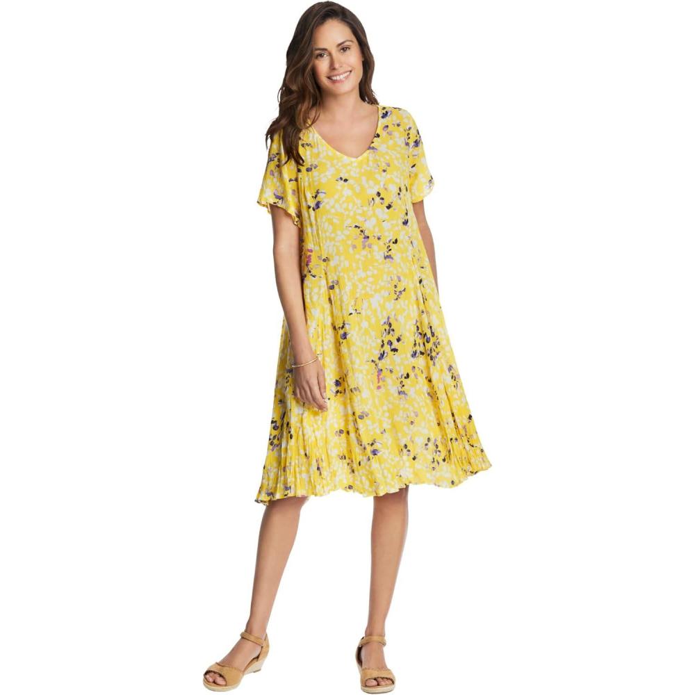 imageWoman Within Plus Size Short Crinkle DressPrimrose Yellow Leaf