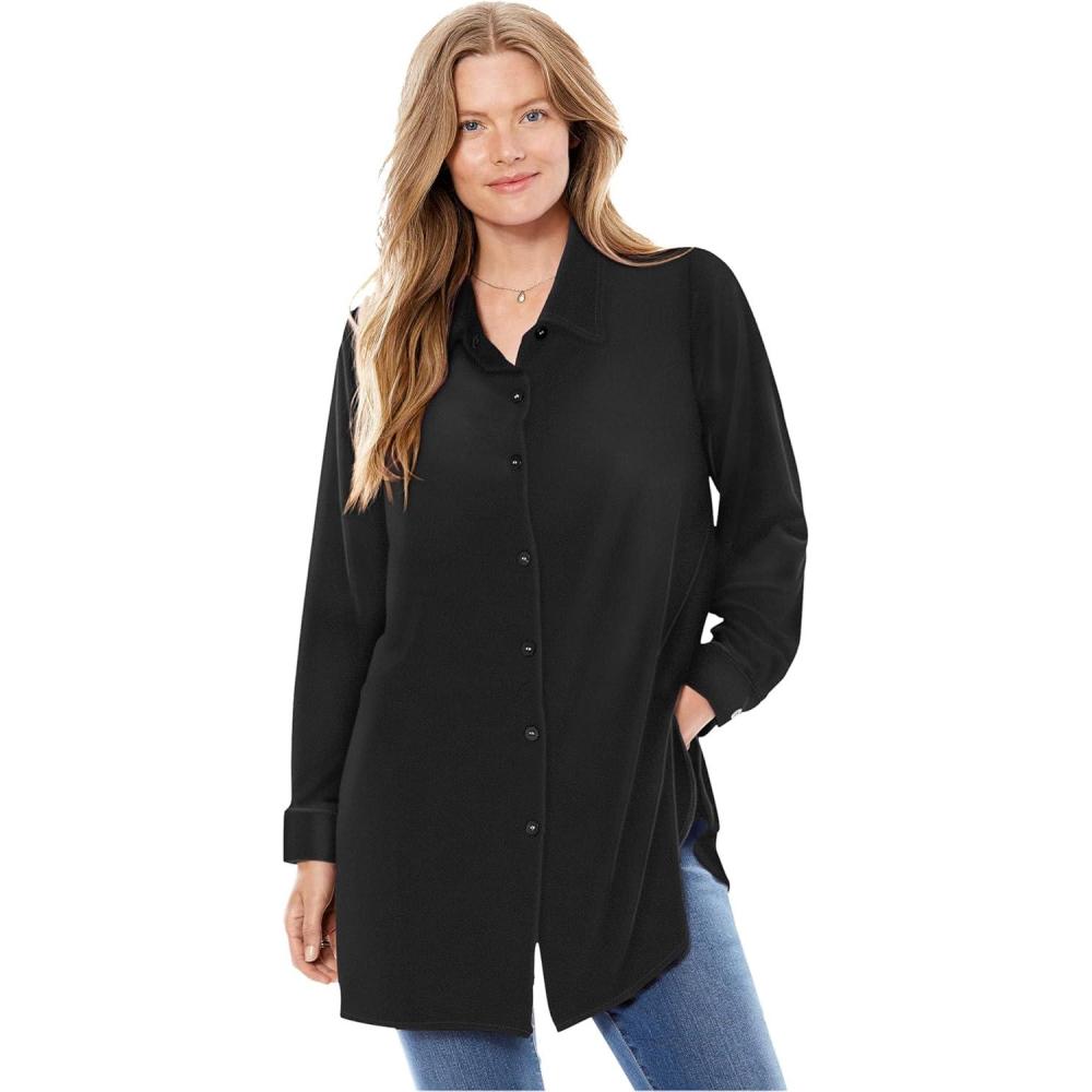 imageWoman Within Plus Size Velour ShirtBlack