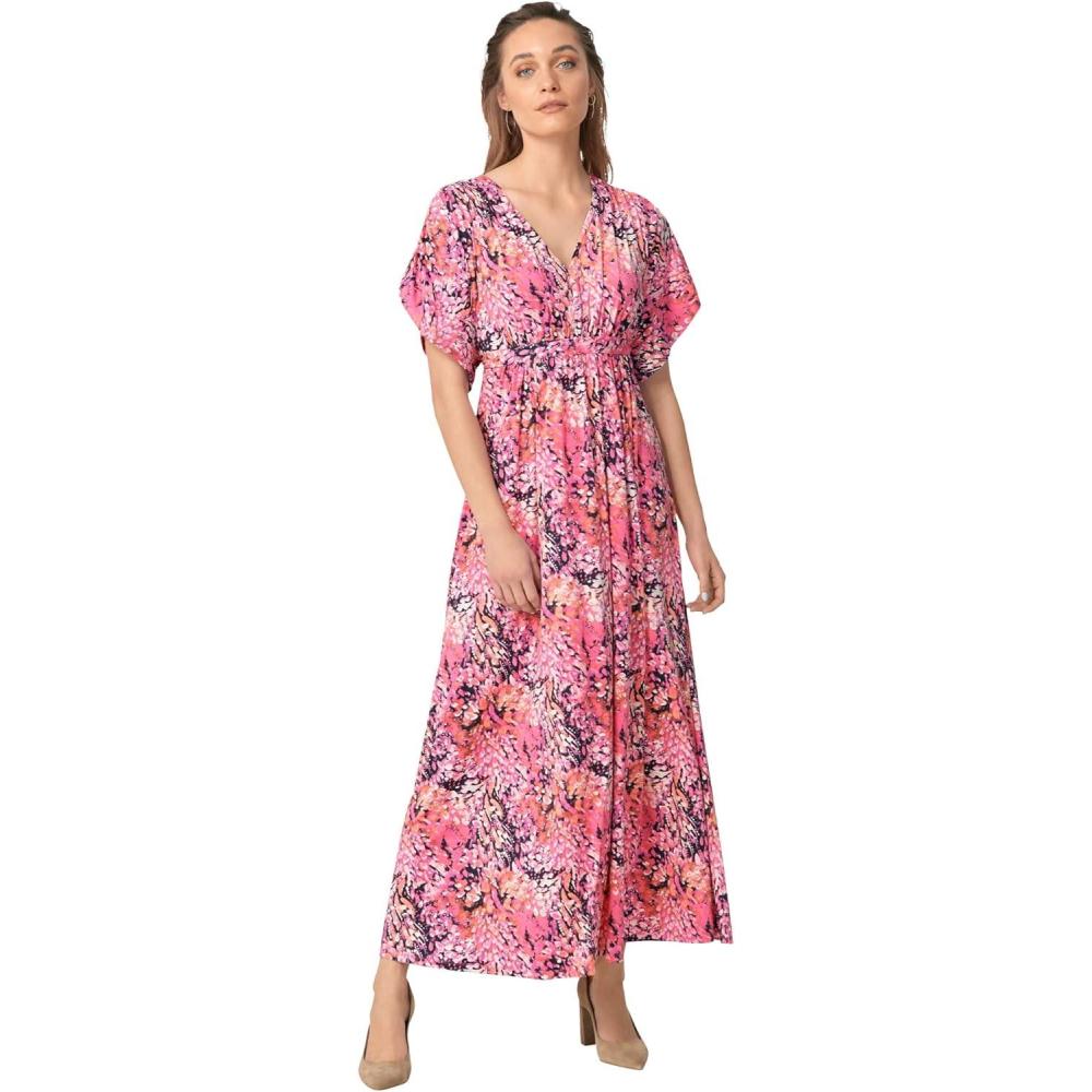 imageellos Plus Size Knit TieBack MaxiRose Multi Print