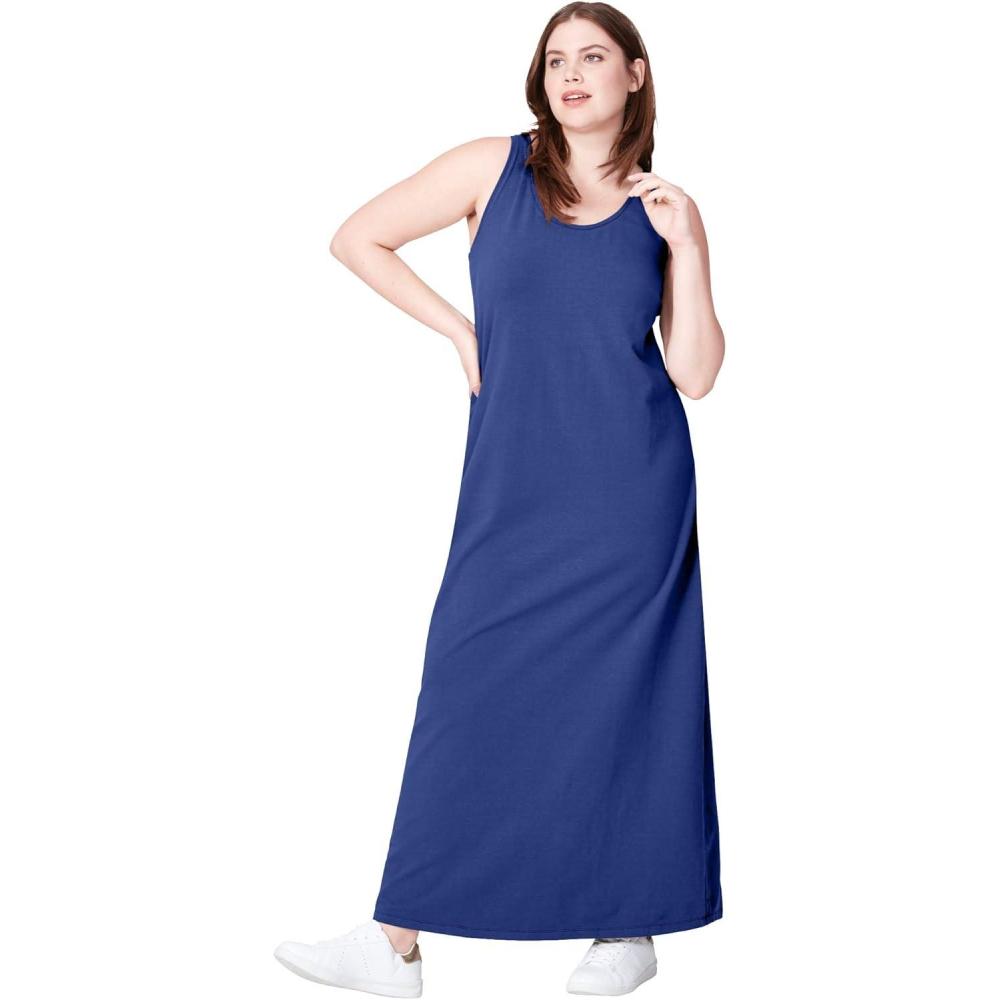 imageellos Plus Size Sleeveless Knit Maxi DressRich Indigo