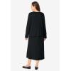 Woman Within Plus Size Lettuce Trim Knit Jacket Dress(Black)