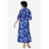 Woman Within Plus Size Roll-Tab Sleeve Crinkle Shirtdress(Navy Painterly Bouquet)