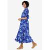 Woman Within Plus Size Roll-Tab Sleeve Crinkle Shirtdress(Navy Painterly Bouquet)