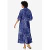 Woman Within Plus Size Roll-Tab Sleeve Crinkle Shirtdress(Navy Patchwork)