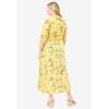 Woman Within Plus Size Roll-Tab Sleeve Crinkle Shirtdress(Primrose Yellow Leaf)