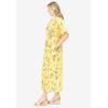 Woman Within Plus Size Roll-Tab Sleeve Crinkle Shirtdress(Primrose Yellow Leaf)