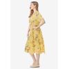 Woman Within Plus Size Short Crinkle Dress(Primrose Yellow Leaf)