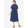 Woman Within Plus Size Short-Sleeve Denim Dress(Medium Stonewash Mini Dandelion)