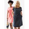 ellos Plus Size Knit Drawstring Dress(Boysenberry White Stripe)