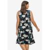 ellos Plus Size Sleeveless Knit Fit and Flare Knit Dress(Black Ivory Floral)