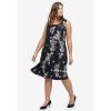 ellos Plus Size Sleeveless Knit Fit and Flare Knit Dress(Pale Blush Black Floral)