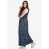 ellos Plus Size Sleeveless Knit Maxi Dress(Navy Print)
