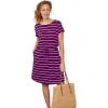 ellos Plus Size Knit Drawstring Dress(Boysenberry White Stripe)