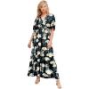 ellos Plus Size Knit Tie-Back Maxi(Black Ivory Floral)